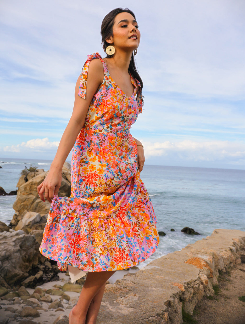 Spring Dream Floral Maxi Dress - Coral/Multi
