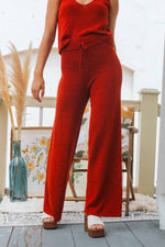 Crimson Comfort Knit Drawstring Pant - Brick
