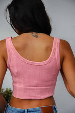 Noelle Chevron Crop Top - Vintage Pink