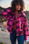 Pink Passion Cropped Coat - Pink & Black