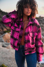 Pink Passion Cropped Coat - Pink & Black