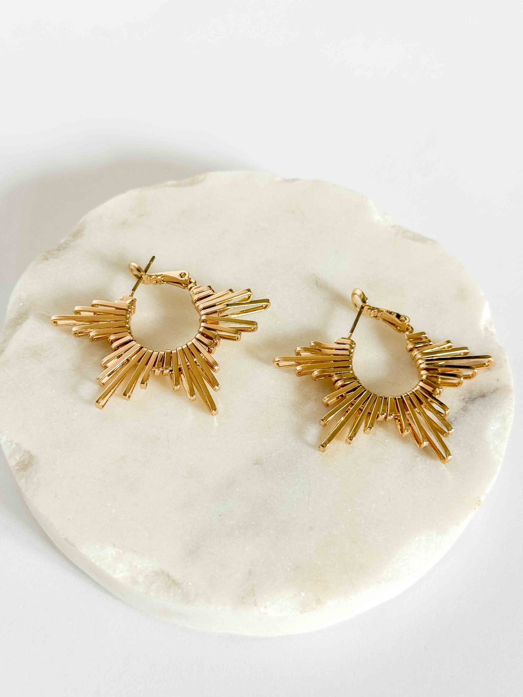 Sunburst Huggie Earrings- Gold