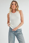 Elsie Ribbed Crewneck Tank Top- Ivory