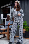 Snowflake Serenity Cable-Knit Pullover Sweater - Grey/Black