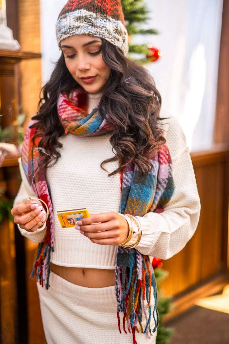 Snow Bunny Mock Neck Crop Top/ Body-Con Skirt Set - Cream