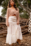 How Lucky Bell Sleeve Knit Button Top - Beige
