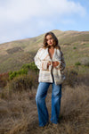 North Coast Faux Fur Plush Stripe Coat - Ivory/Multi
