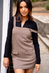 Cozy Rooted Sleeveless Houndstooth Dress- Brown