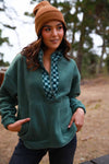 Trailblazer Lofty Fleece Snap Button Jacket Checkered Trim- Green