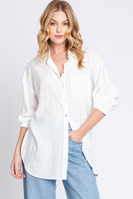 Everyday Elegance Oversized Button Up Shirt- Ivory