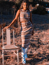 Harvest Moon Striped Knit Tank & Maxi Skirt Set - Coffee/Multi