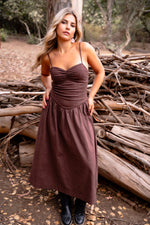 Rustic Romance Spaghetti Strap Dress- Chocolate