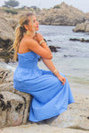 Rendezvous With You Smocked Bodice Striped Maxi Dress- Blue