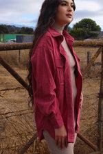 Rosy Haze Corduroy Button-Down Shacket - Rose