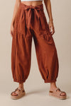 Free Spirit Tie Waist Parachute Pant- Chocolate