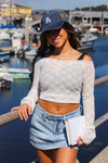 Lacy Lou Sheer Lace Longsleeve- White