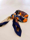 Poppy Pattern Scarf - Navy/Tangerine