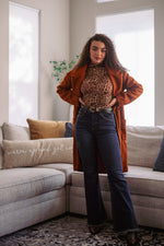 Tawny Teddy Double Breasted Long Coat - Rust