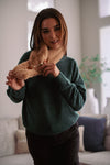 Velvet Pine Crew Neck Knit Sweater - Emerald