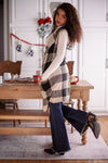 Plaid Tidings Sleeveless Cardigan - Black/Gray