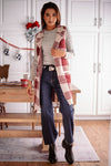 Plaid Tidings Plaid Sleeveless Cardigan - Wine/Ivory