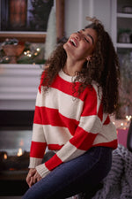 Sweet Cider Cozy Stripe Knit Sweater - Apple/Cream