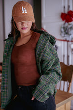 Emerald Eve Plaid Jacket With Detachable Hood - Evergreen