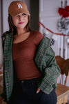 Emerald Eve Plaid Jacket With Detachable Hood - Evergreen