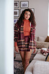 Sugar Plum Plaid Skort - Wine/Multi