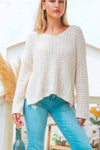 Soft Clouds Chunky Knit V-Neck Sweater - Cream