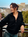Skyline Zip Up Sweater- Black