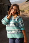 Colourful Rebel Branded Stripe Sweater- Blue