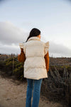 Frill and Frost Puffer Vest With Ruffled Trim - CREAM