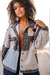 Sunshine Girl Patchwork Denim Jacket- Blue