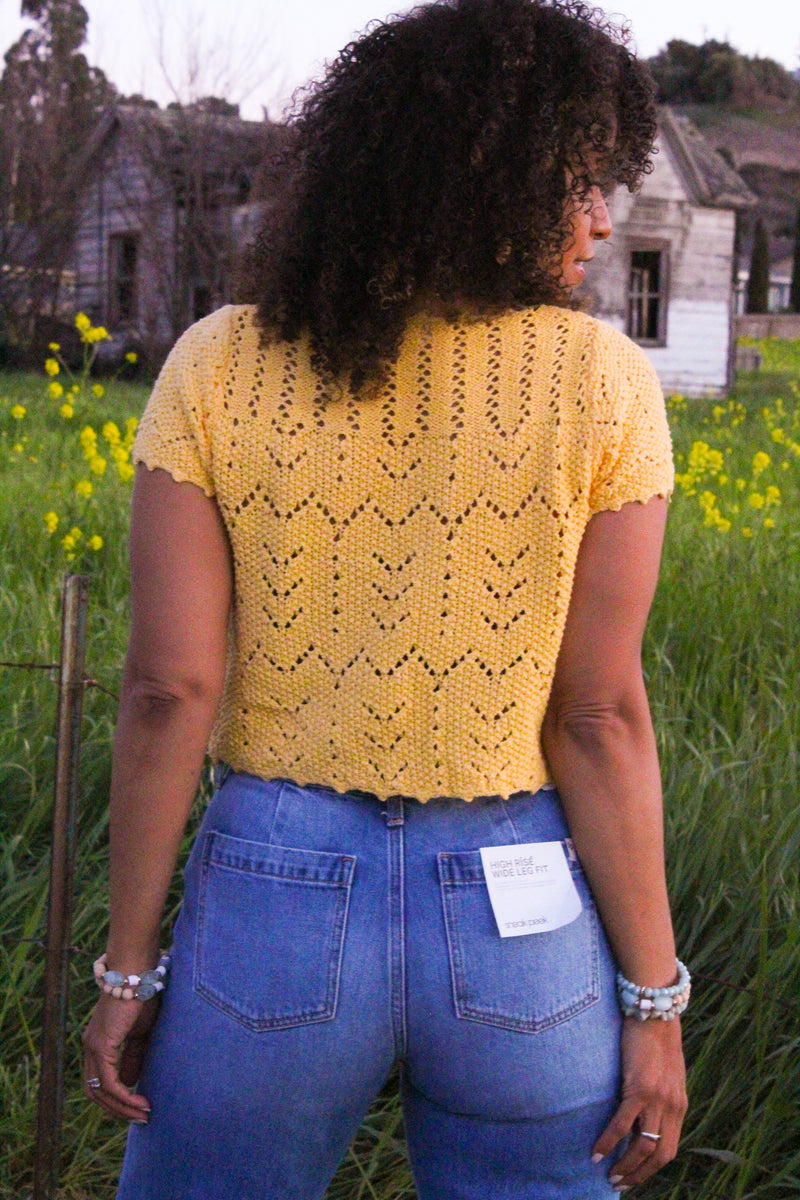 Full of Sunshine Crochet Crop Top - Canary