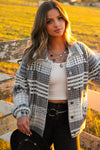 Silver Dusk Plaid Button Down Jacket- Gray/Ivory
