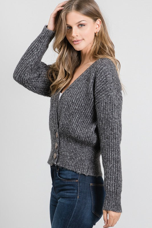 Slow Mornings Plush Modern Grandpa Cardigan- Speck Gray
