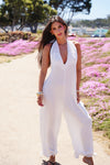 Easy Breezy Tie Halter Jumpsuit - White