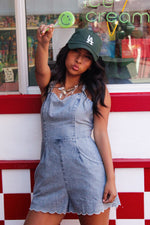 Sunkissed Spell Scalloped Trim Denim Romper- Light Wash