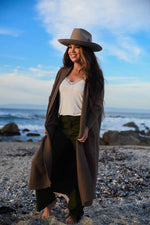 Willow Wisp Long Cardigan With Pockets - Dark Olive