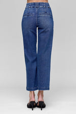 Risen Tummy Control High Rise Crop Boot Cut Jeans- Dark