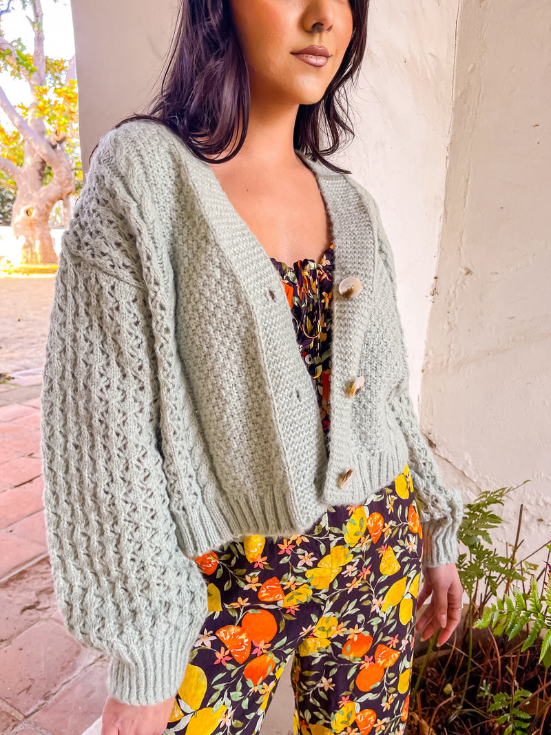 Soft and Sweet Knit Button Cardigan - Sage