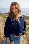 Bay Breeze Lightweight Button Down Knit Cardigan-Navy