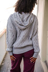 Hearthside Cableknit Hoodie Sweater- Heather Gray