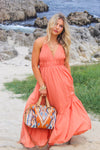 Tangerine Skies Strap Halter Maxi Dress - Burnt Orange