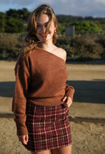 Double Zero Off Shoulder Sweater- Cafe