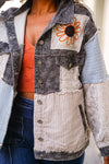 Sunshine Girl Patchwork Denim Jacket- Blue