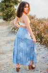 Fall Blues Floral Maxi Skirt - Blue