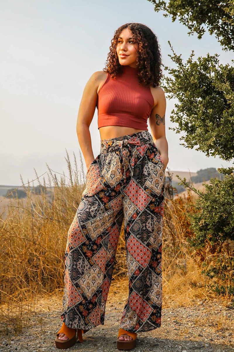 boho patterned palazzo pants