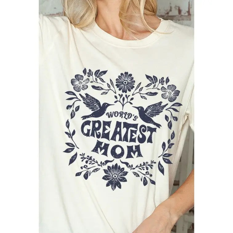 Greatest Mom Tee- Cream